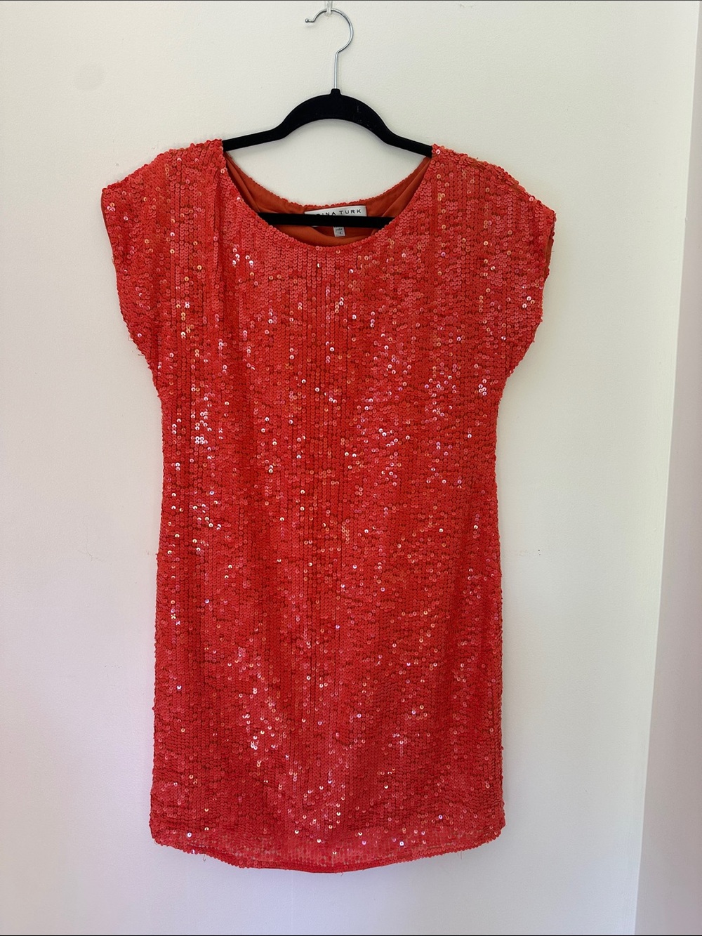 Trina Turk Tangerine Sequin Cap-Sleeve Mini Dress
